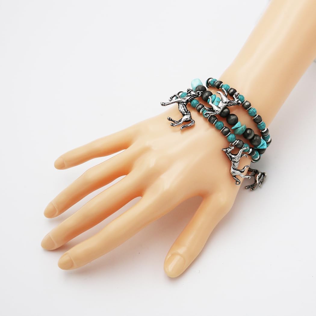 Rosemarie & Jubalee Women's Set of 3 Western Metallic Bead And Howlite Stone Stretch Bracelets, 6.75" - Image 6