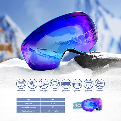 Image of Ski Goggles Anti Fog UV Protection Double Layer Spherical Lens Snow Snowboard Goggles for Women Men Youth