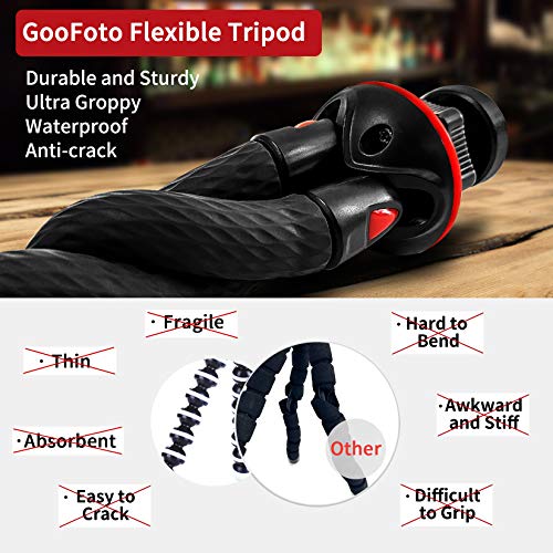 GooFoto Flexible Trepied Smartphone, Trépied Téléphone Portable avec Télécommande Sans Fil, Étanche Mini Trepied Appareil Photo avec Clip de Téléphone, pour iPhone Samsung Huawei Canon Nikon Sony DSLR - Image 6