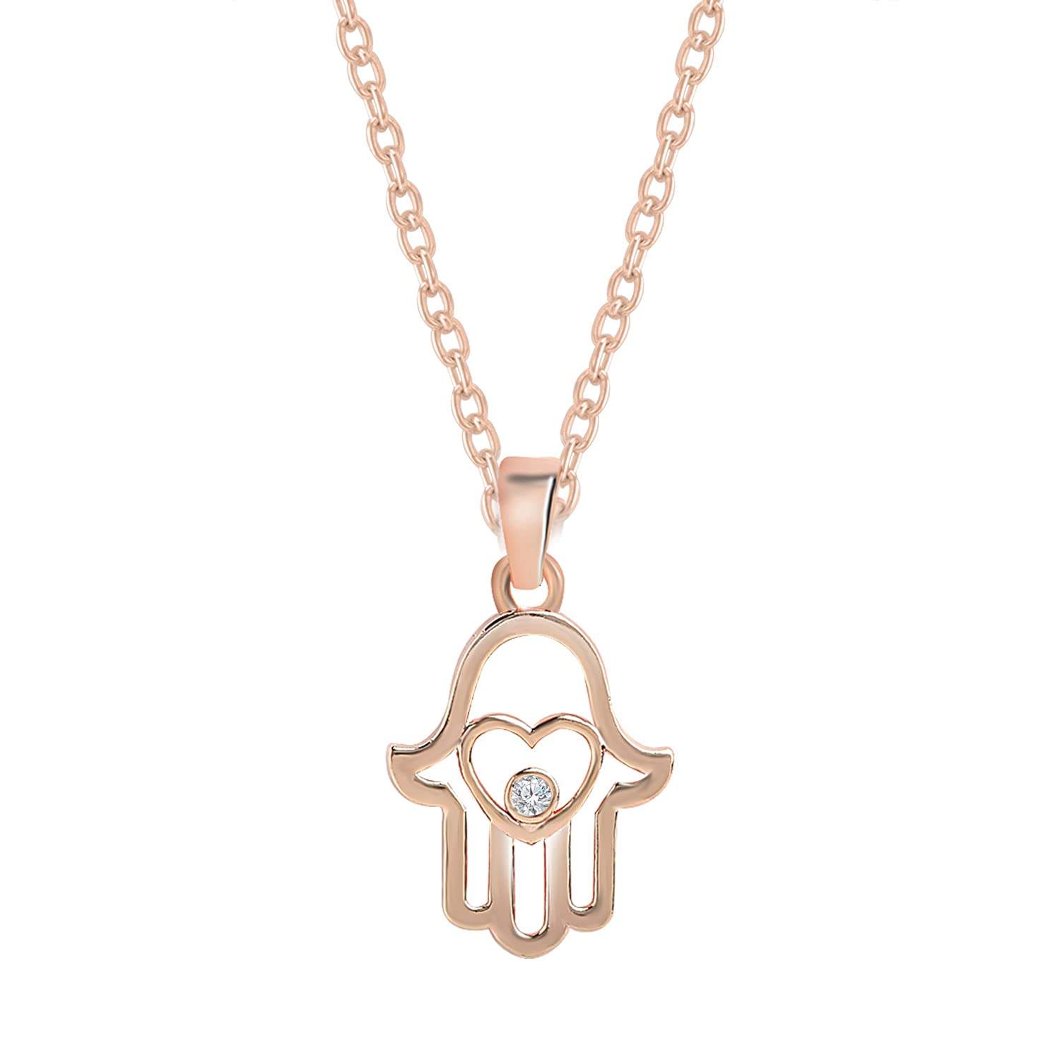 MINUTIAE Hamsa Shape Rose Gold Plated Pendant Necklace for Girls And Women with Extendable Chain Fashion Jewelry (B09D4WGXY8) Amazon Price History, Amazon Price Tracker