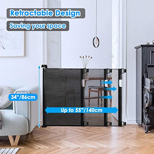 Porta interna do bebê - Portões de segurança de malha retrátil para bebês - Portão para cães de malh