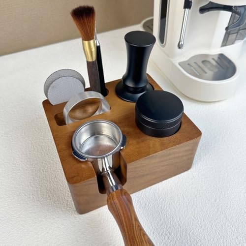 Station de bourrage de café 58mm stable anti-dérapante en noyer réglable - 3