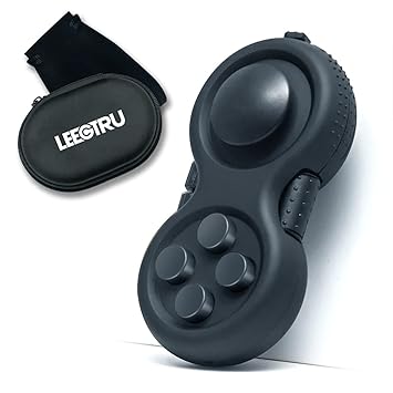 LEEGTRU Fidget Pad for Kids and Adults - Controller Fidget Toy - ?�� Stress Relief Fidget Toys ?�� Portable Fidget Finger Toy ?�� Ideal Controller Game Pad with 8 Fidget Functions (Black)