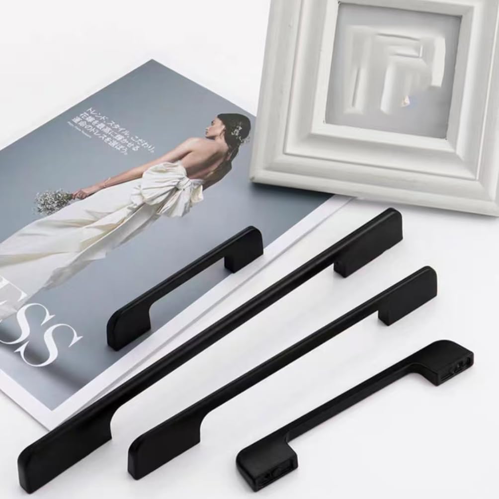 Tiradores de Muebles largo Negro,Manijas para Gabinete Modernos,Aluminio Sólido | Superficie Anodizada,Mango en Proa Tiradores de Puertas de Armario- 1152mm/45.4in