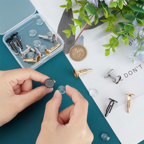 Gemelos de latón con botón de cabujón y base plana para accesorios 4