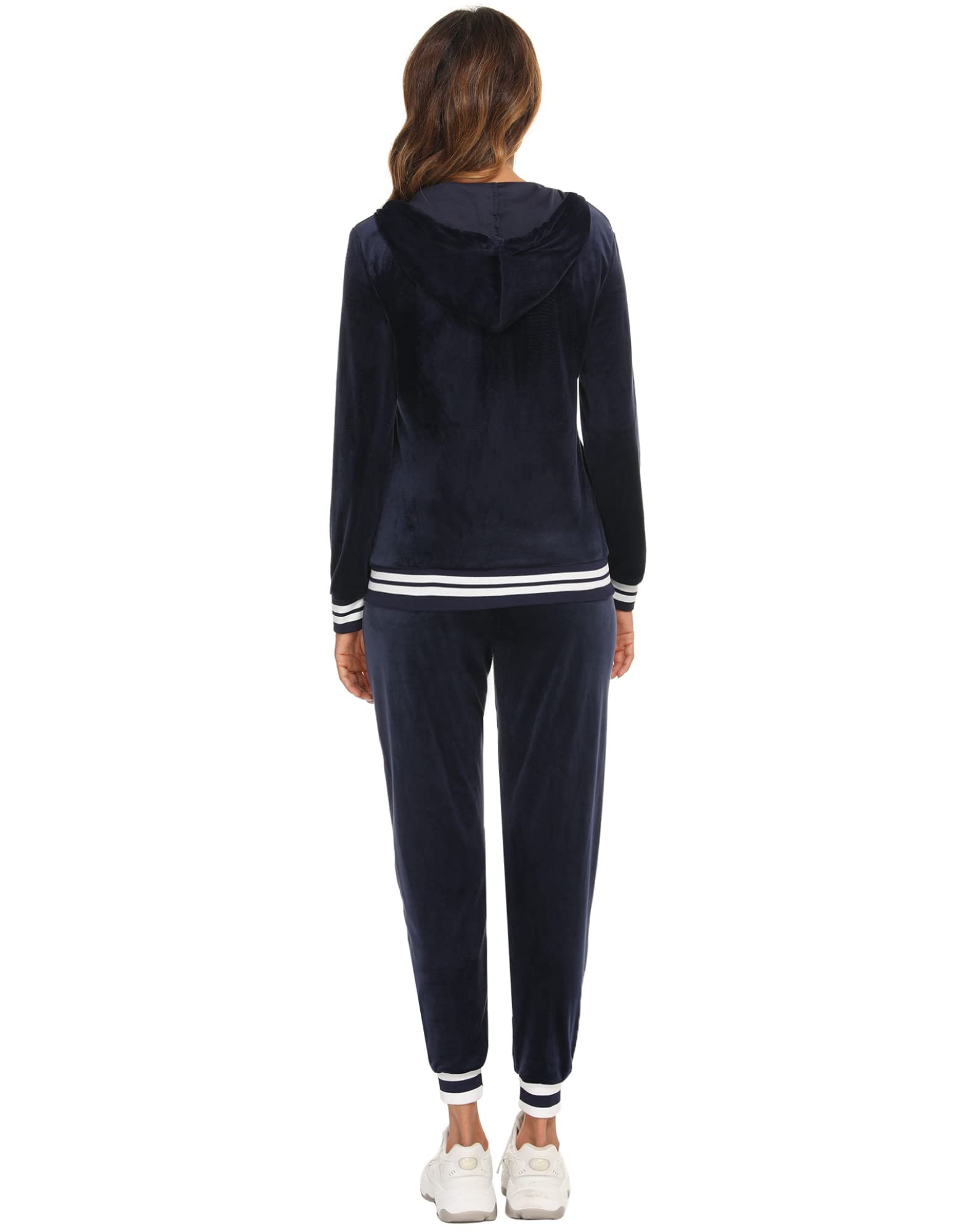 Survêtement Ensemble Velours Femme à Capuche Zippés Sportswear Sweat Manche Longue Pantalon Jogging Tennis Gym Yoga Vêtements de Fitness