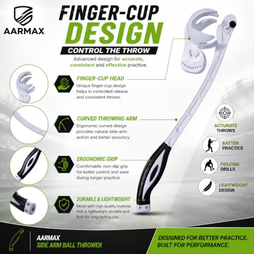 Image of Side Arm Ball Thrower for Cricket Leather and Tennis Ball | Robo Cricket Arm with Advanced Finger-Cup Design for Batting & Fielding Practice (Pack of 1)