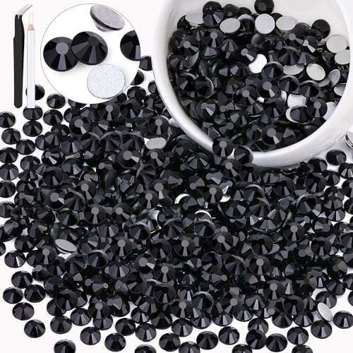 Image of 600PCS SS30 /6mm Crystal Glass Rhinestones for Bedazzling (Jet Black) | Flatback Rhinestones for Crafting DIY Nail Art Makeup Decoration, Gems Diomand Charms for Tumbler Shoes Clothing Mug