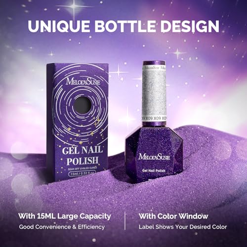 Image of MelodySusie Galaliver Silver Glitter Gel Nail Polish, 15ML Shimmer Silver Diamond Sparkle Gel Polish Soak Off UV LED Cured Long Lasting Gift for Women DIY Nail Design Nail Art Manicure X09