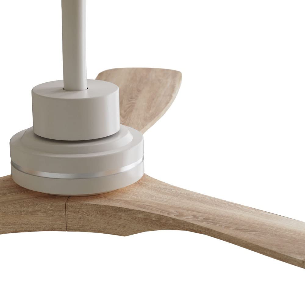Ventilador de techo de madera natural, para exterior ip44, Nati, motor DC mando a distancia, sin luz, claro
