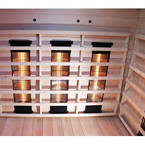 Dewello-Eckinfrarotkabine-Infrarotsauna-Lakefield-120cm-x-120cm-fuer-1-2-Person-inkl-Vollspektrumstrahler-Bodenstrahler-LED-Farblicht