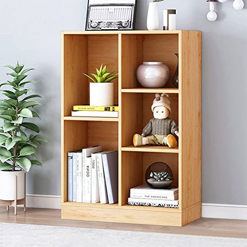 Image of IOTXY Open Shelf Low Bookcase - Wooden 3-Tier Cube Bookshelf, Pear Yellow