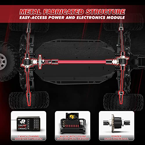 RIAARIO 1:12 RTR Brushless RC Desert Cars for Adults, Max 45MPH Fast RC Cars, Monster Truck with Independent ESC, 4X4 RC Truck for Boys, All Terrain Remote Control Car with Oil Filled Shocks(Red)