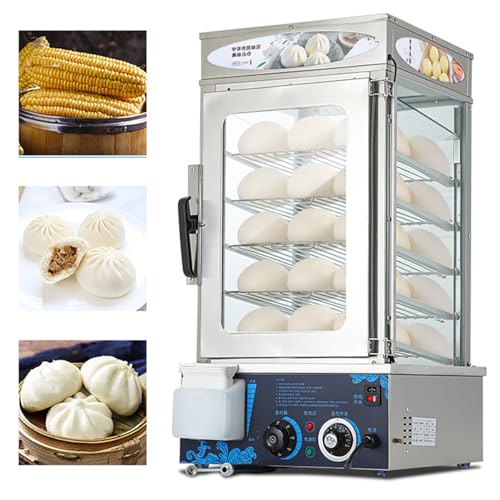 Vaporera comercial de 5 capas, vaporera eléctrica para dim sum para Bao Buns (rango de temperatura de 30-110 ℃), vaporera eléctrica para alimentos para buffet tienda restaurante