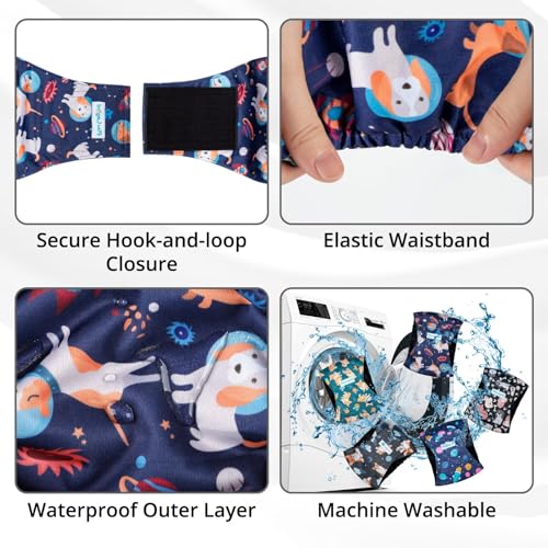 Image of Paw Legend Washable Dogs Diapers Male Dog Belly Bands for Male Dogs Diapers Reusable Puppy & Doggie Diapers Male (5 Pack, Large)