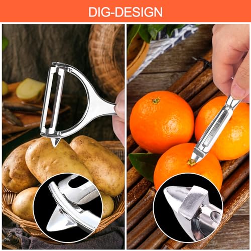 2 Pz Pelapatate Professionale, Pela Patate e Verdure, Sbuccia Patate, Pela Carote, Peeler Cucina, Peladores a Y con Manico Antiscivolo, Pelaverdure Adatto per Campeggi in Famiglia e Picnic - immagine 5