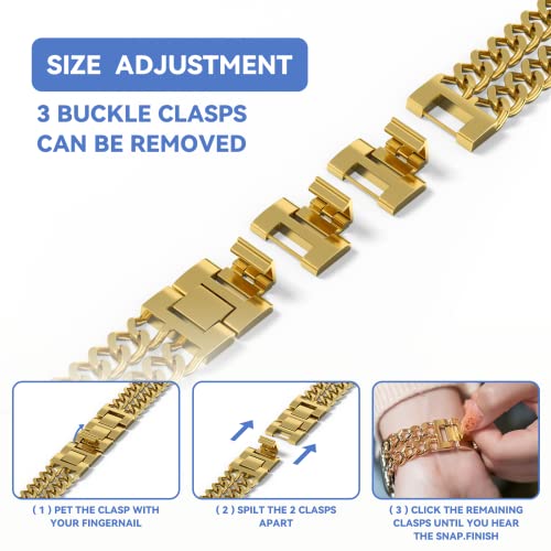 Image of Gold Watch Bands for Women Compatible with Apple Watch Band 38mm 40mm 41mm 42mm 44mm 45mm 46mm 49mm Adjustable Metal Band Cowboy Steel Chain Bracelet for iWatch Series1 /2 /3 /4 /5 /6 /7 /8 /9 /10 /11 /SE