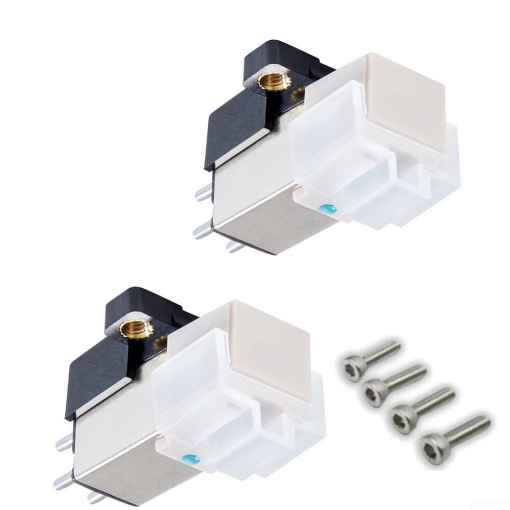 AT3600L - Cartuccia magnetica mobile per giradischi, pennino fonografo MM con gambo rotondo incollato, risposta 20Hz-20kHz, ago di ricambio bianco (3 pezzi)