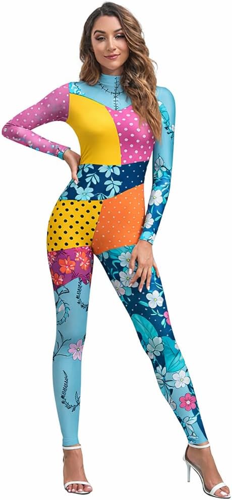 Christmas Costume for Women Cosplay Bodysuit 3D printed Long-sleeved Dress Grils Halloween Cosplay Costume