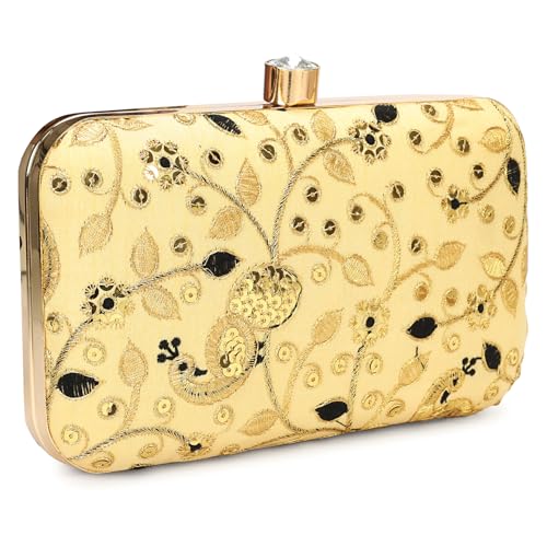 Image of LONGING TO BUY Hand Crafted Designer Box Clutch - Zari Embroidery For Women