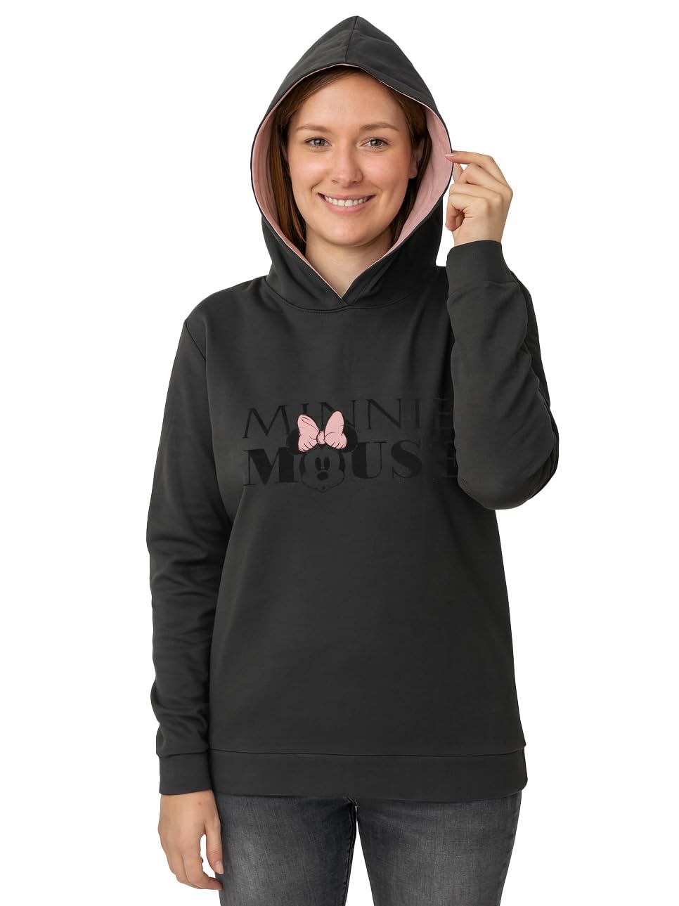 United Labels Disney Minnie Mouse Women's Grey Hooded Sweatshirt Cotton Hoodie, gray, L