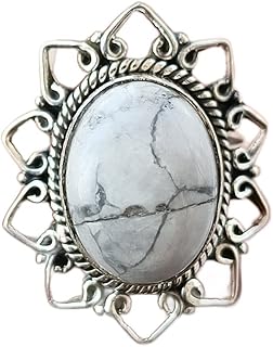Christmas Gifts, White Howlite Gemstone Ring, Oval Stone Ring, Big Stone Ring, White Turquoise Ring, White Buffalo Ring, White Marble Ring, Wedding Ring, Charm Ring, White Howlite Jewelry, 925 Silver Plated Ring, Women Gift Ring
