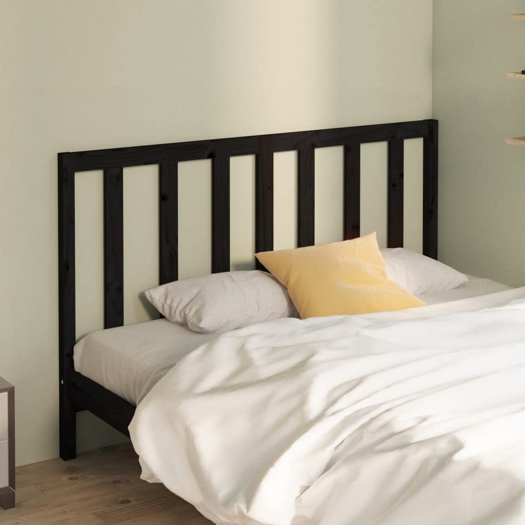 Cabecero negro de 146 x 100 cm de madera maciza de pino, diseño moderno, respaldo para cama, resistente y duradero, para dormitorio, habitación juvenil, habitación de invitados