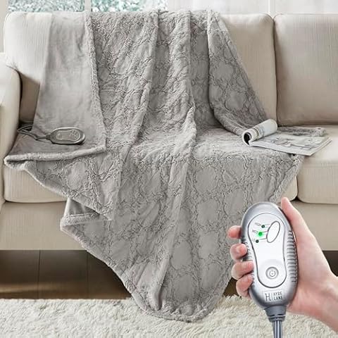 Hyde Lane Faux Fur Heated Throw Blanket Cover