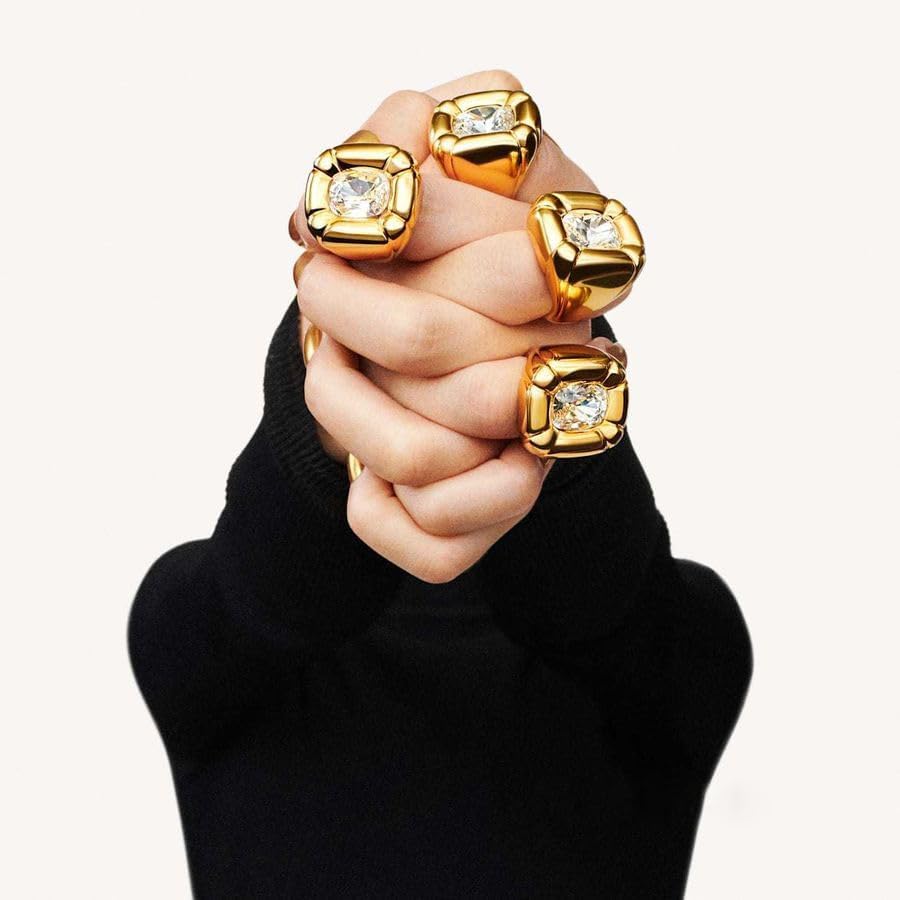 Swarovski Dulcis Ring, Cocktail Ring, Cushion Cut, Gold-plated, Size:6 - Image 3