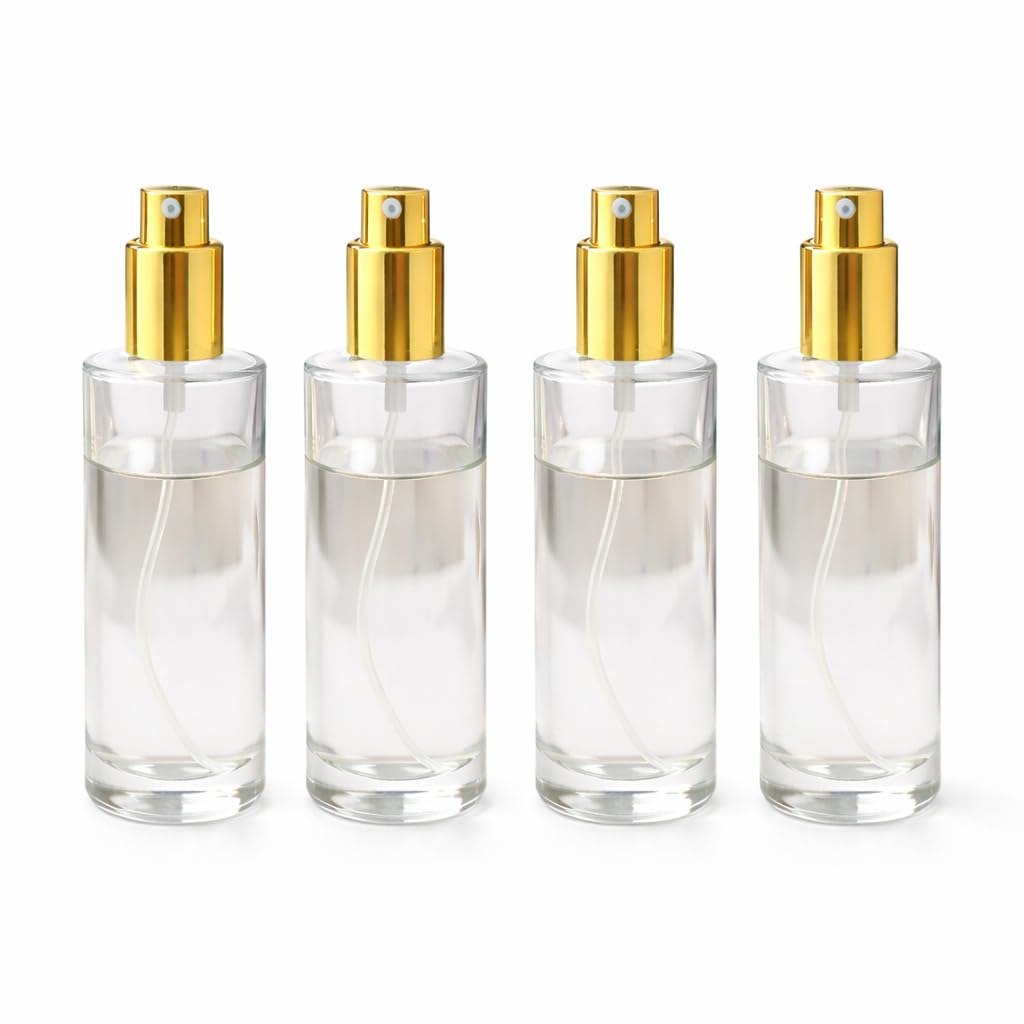 Pure Source India Empty Glass 100 ml Spray Bottle Pump and Cap -Set of 4-image-1