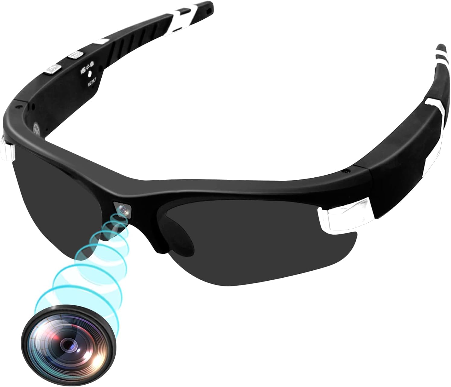 Occhiali da Sole con Telecamera spia HD 1080P Sport Occhiali con Fotocamera, scatta foto e registra video per sport all'aperto. Action Camera per Sci, moto, bicicletta, corsa - CW894
