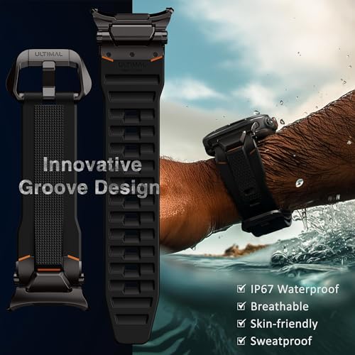 Image of ULTIMAL Watch Band for Samsung Galaxy Watch Ultra 47mm (2025 /2024) Compatible with Samsung Watch Strap Bands for Men Sport Bands for Watch Rugged Premium TPU & Metal (Black+Black)