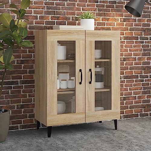 Hovothy Aparador de Madera Contrachapada Roble Sonoma 69,5x34x90 cm Muebles de Cocina Vitrinas para Salon Vitrina Cristal Vitrina Salon Muebles Vitrinas Aparador Madera Mueble Salon Mueble Cocina