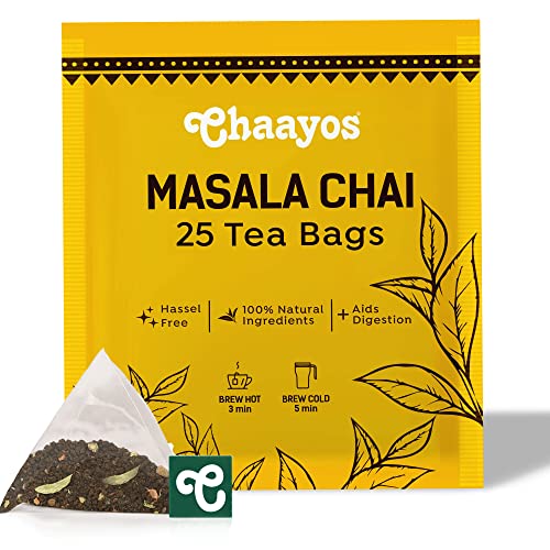Chaayos Masala Chai Tea Bags – Premium Assam Black Tea with 100% Natural Spices – [25 Tea Bags]