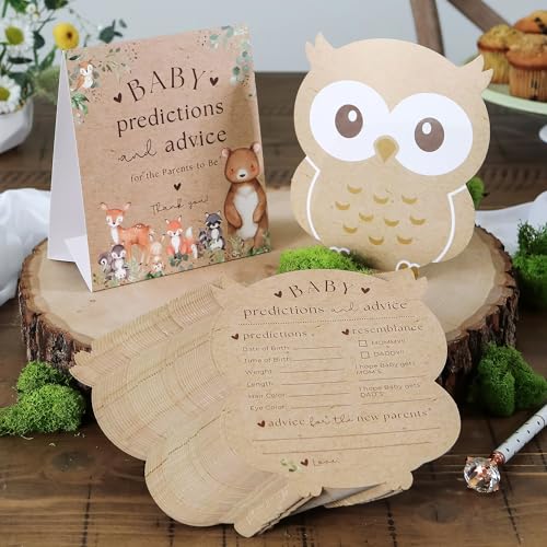 Kate Aspen Woodland Animal Advice Cards For Baby Shower Game & Activity, Baby Prediction Cards, Baby Shower Decorations, (Set of 50)