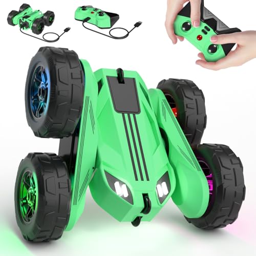 MaxTronic Direktladung Ferngesteuertes Auto mit LED Licht, Blau RC Stunt Auto 360° Flips, 4WD 15KM/H Offroad 2.4G MonsterTruck Spielzeug Mädche Jungen für Kinder ab 3 Jahren us Stock US