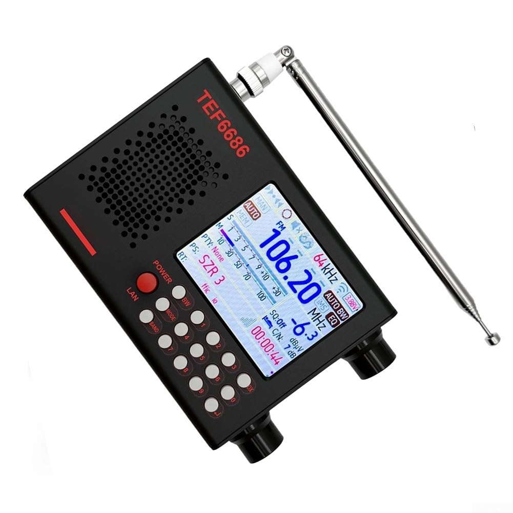 TEF6686 Radio portátil de onda corta con receptor DSP, banda completa AM/FM/SW/LW, 5000 mAh, conector de 3,5 mm para viajes y camping