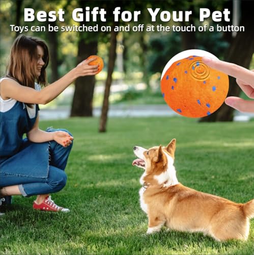 Interaktives Hundespielzeug Ball, Automatisch Bewegendes, Hüpfendes Kauspielzeug, E-TPU-Material, Geeignet für Große und Mittelgroße Hunde, zur Linderung von Langeweile zum täglichen (Orange-1)