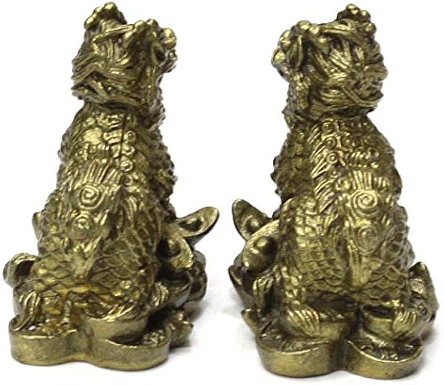 Amazon.co.jp: 風水 麒麟 きりん キリン 対 ペア 一対 銅製 小 置物