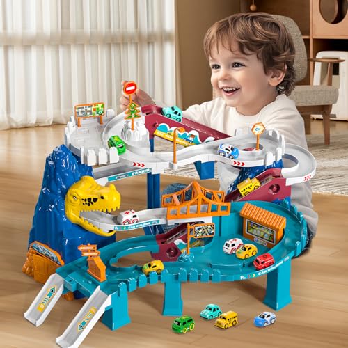 Jukudahu 1232-96 Boys Dinosaur Race Track Playset - Dinosaur Rolling Hill Car Track For Kids, Car Ramp Track Toys thumb #2