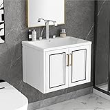 WINUSUAL Bathroom Vanity with Sink, Bathroom Storage Cabinet with Shutter Doors and Drawers, Modern