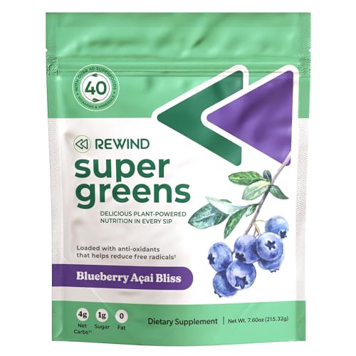 Rewind-Greens-Super-Greens-Powder-Delicious-Green-Juice-Drink-Mix-with-Amazing-Flavor-Over-40-Superfoods-Vitamin-B12-Zinc-Vitamin-C-Magnesium-and-Calcium-Blueberry-Acai-Bliss