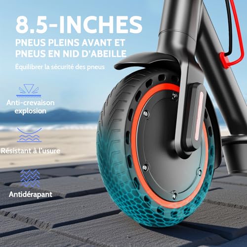 Trottinette Electrique Adulte antivol Ultra Legere, Autonomie 30km Trotinette Électrique Pliable 350W Batterie 36V 7.8Ah, pneus nid d'abeille increvables APP déverrouillée Scooter Electrique Adulte – Image 6