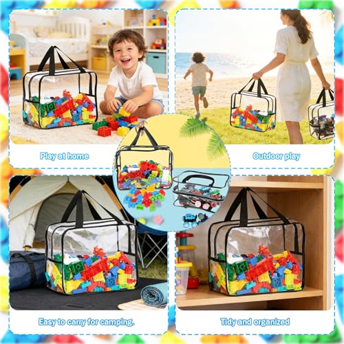 4 bolsas de almacenamiento para juguetes transparentes con asas 8