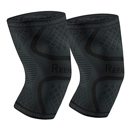 REEHUT Ginocchiera Ginocchio di Compressione di Supporto Manicotto del Ginocchio Antiscivolo per Sport, Corsa, Calcio, Pallavolo, Sollievo dal Dolore Articolare, Artrite e Recupero di Lesioni, M