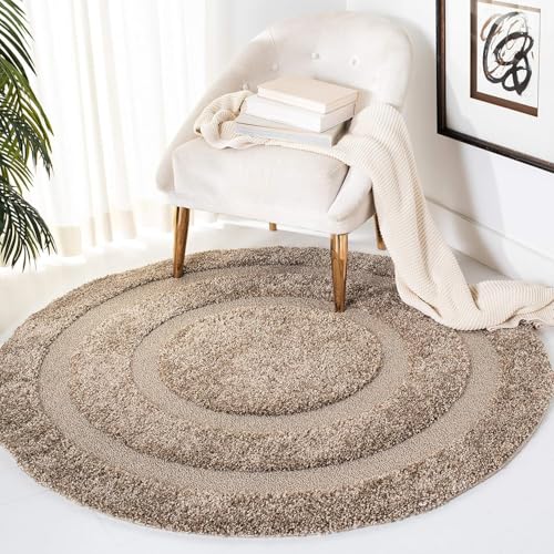 Image of 3x3 feet Soft Area Rug for Living Room and Bedroom, Modern Indoor Floor Carpet with Non-Slip Backing, Comfortable Decorative Home Decor Rug, Easy Clean & Durable- (Rect Beige, Round)