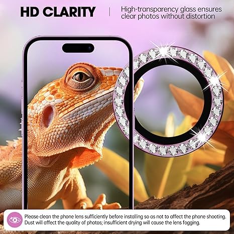 Image of for iPhone 16 /16 Plus Camera Lens Protector Bling Individual Metal Diamond Ring 9H Hardness Scratchproof Protector, Stylish Phone Accessories, Case Friendly (Pink Diamond)