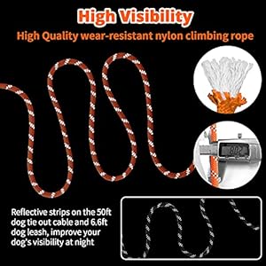 Dog Tie out Cable for Camping  50ft Reflective Dog Lead Line and 65ft Dog Run Rope and Dog Rope Toy  Dog Zipline Trolley System Runner Cable Hold Up to 200lbs  Dogs Runner for Yard Camping Outdoor  Cucciolini Doodles Dog tie out cable for camping  50ft reflective dog lead line and 6 5ft dog run rope and dog rope toy  dog zipline trolley system runner cable hold up to 200lbs  dogs runner for yard camping outdoor   cucciolini doodles