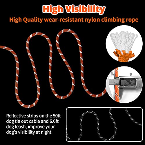 Dog Tie out Cable for Camping  50ft Reflective Dog Lead Line and 65ft Dog Run Rope and Dog Rope Toy  Dog Zipline Trolley System Runner Cable Hold Up to 200lbs  Dogs Runner for Yard Camping Outdoor  Cucciolini Doodles Dog tie out cable for camping  50ft reflective dog lead line and 6 5ft dog run rope and dog rope toy  dog zipline trolley system runner cable hold up to 200lbs  dogs runner for yard camping outdoor   cucciolini doodles