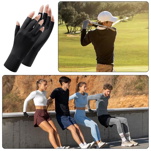 4 pares de luvas de proteção solar UV para mulheres, sem dedos, luvas antiderrapantes para lâmpada d